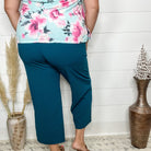 "Uptown" Crop Trouser with Pockets (Teal)-Lola Monroe Boutique