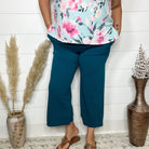 "Uptown" Crop Trouser with Pockets (Teal)-Lola Monroe Boutique