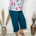 "Uptown" Crop Trouser with Pockets (Teal)-Lola Monroe Boutique