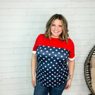 "Valor" Americana Boyfriend Tee with Sequined Cuff-Lola Monroe Boutique