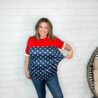 "Valor" Americana Boyfriend Tee with Sequined Cuff-Lola Monroe Boutique