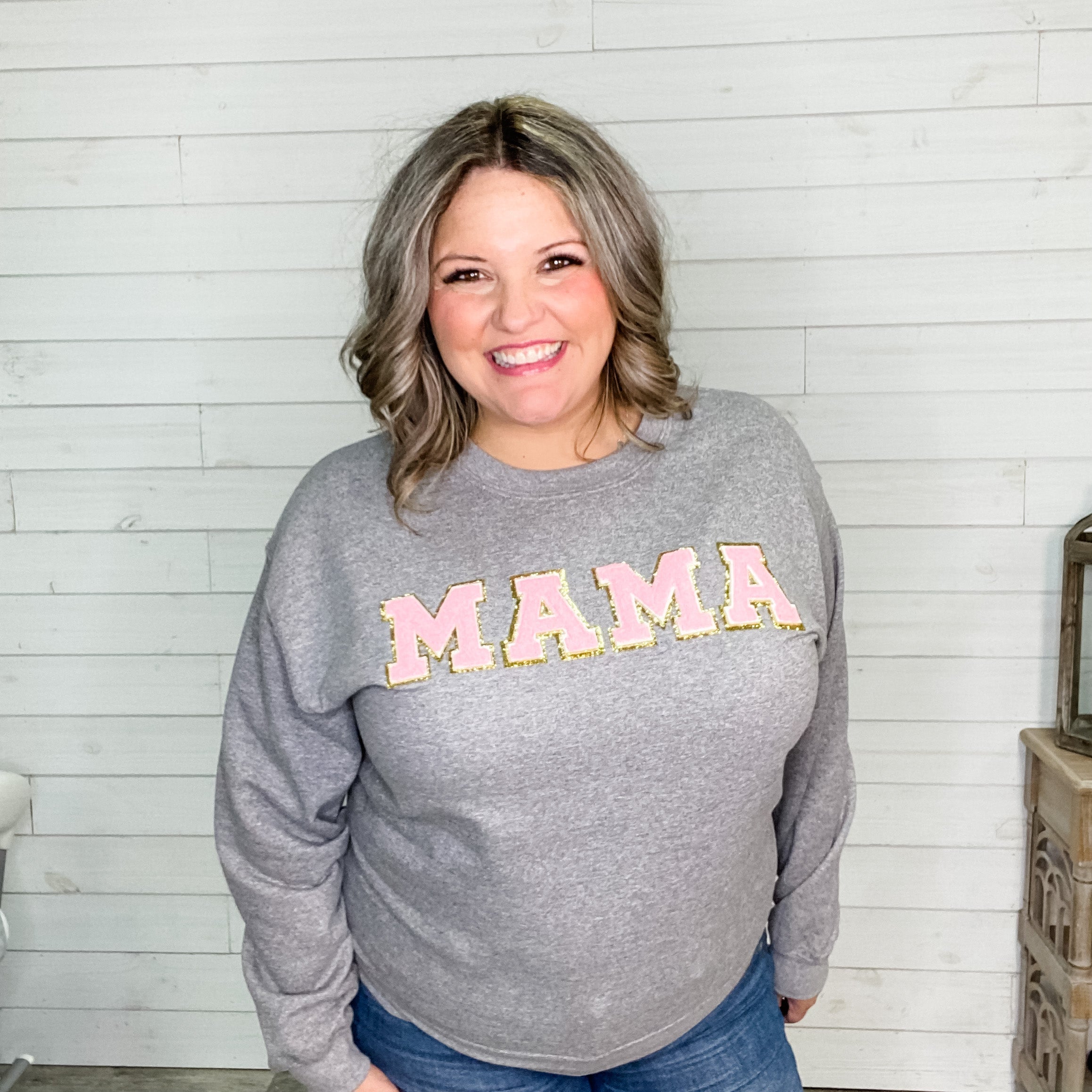 Varsity Letters "Mama" Unisex Crewneck Sweatshirt-Lola Monroe Boutique