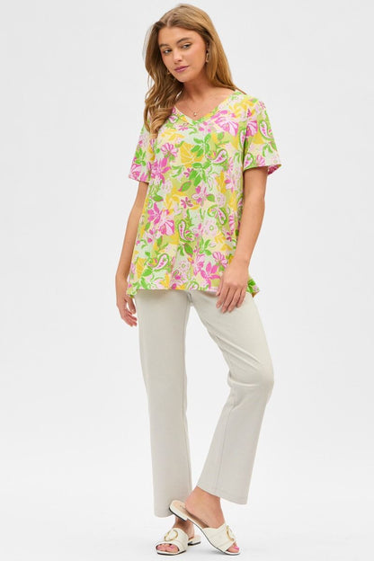 "Boulder" Short Sleeve V Neck Boyfriend Style