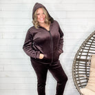 Velour Jogger Zip Up Jacket-Lola Monroe Boutique