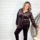 Velour Jogger Zip Up Jacket-Lola Monroe Boutique