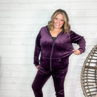 Velour Jogger Zip Up Jacket-Lola Monroe Boutique