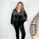 Velour Jogger Zip Up Jacket-Lola Monroe Boutique