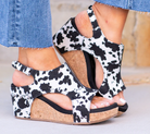 Very G "Justice" Cork Wedge Sandal (Cow Print)-Lola Monroe Boutique