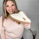 "Sweater" Open Back Fur Lined Slipper Shoe (Cream)-Lola Monroe Boutique