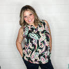 "Vineyard" Paisley Sleeveless Split Neck-Lola Monroe Boutique