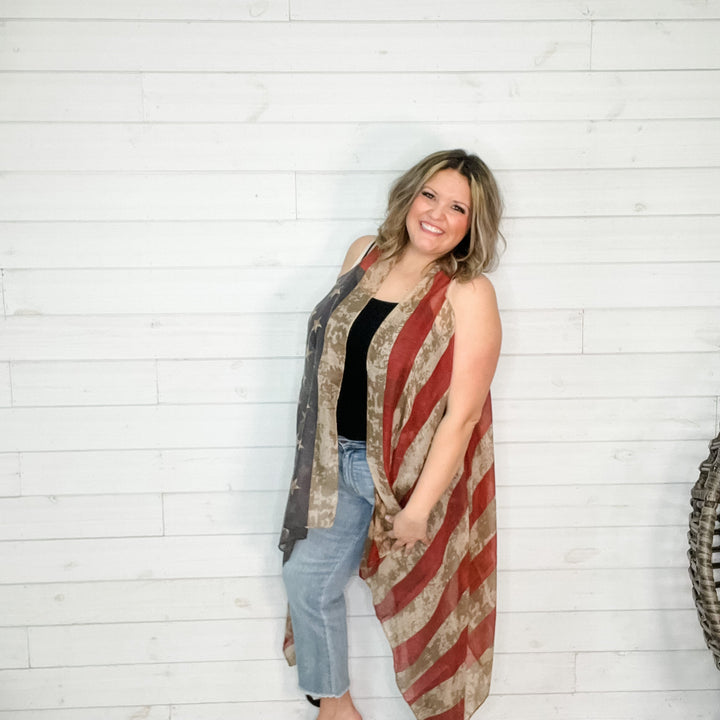Vintage Flag Vest Cover Up Vest (One Size)