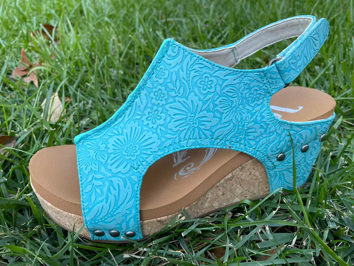 "Liberty"  Wedge Sandal By Gypsy Jazz (Tooled Turquoise)