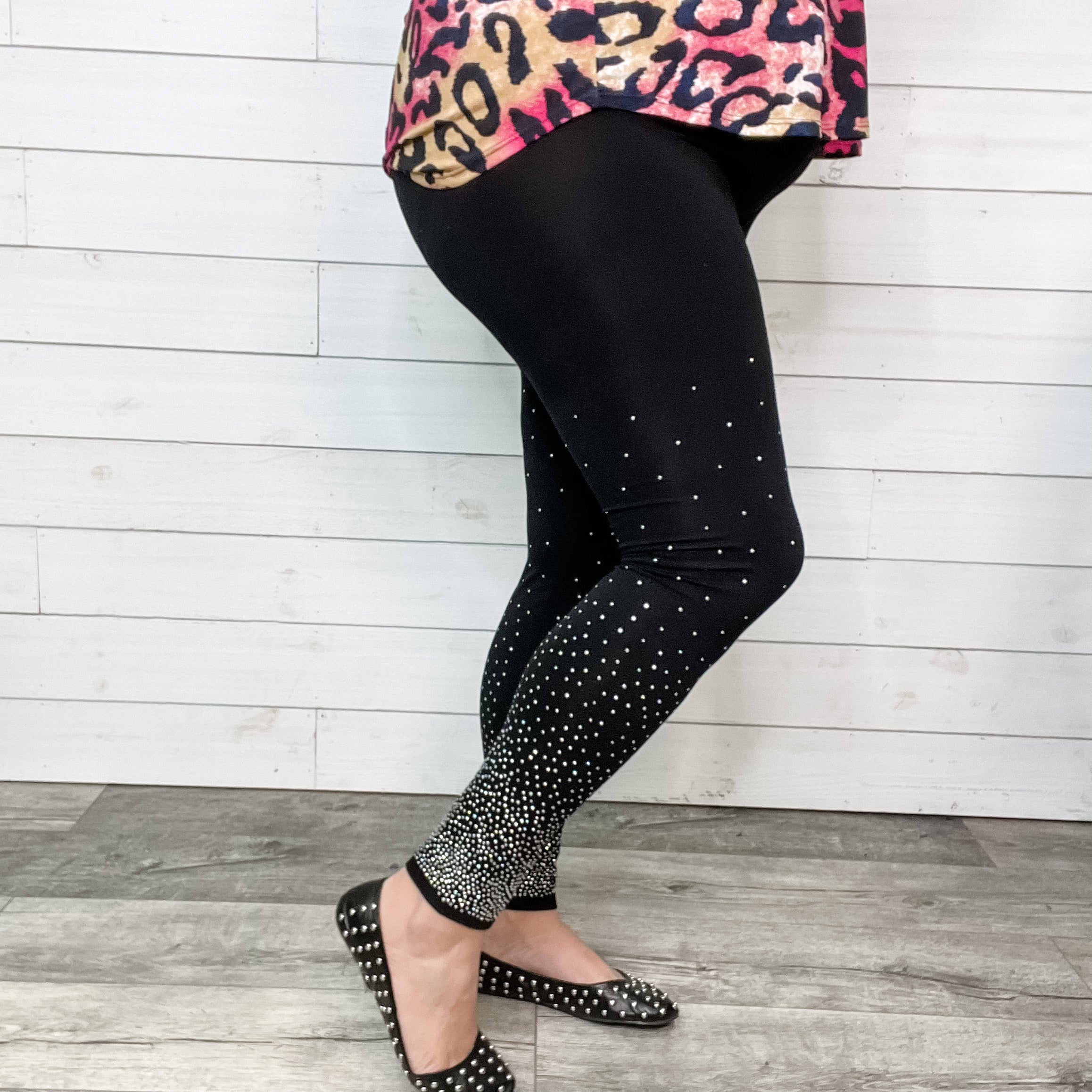 Vocal Apparel "Dipped in Sparkle" Embellished Leggings-Lola Monroe Boutique