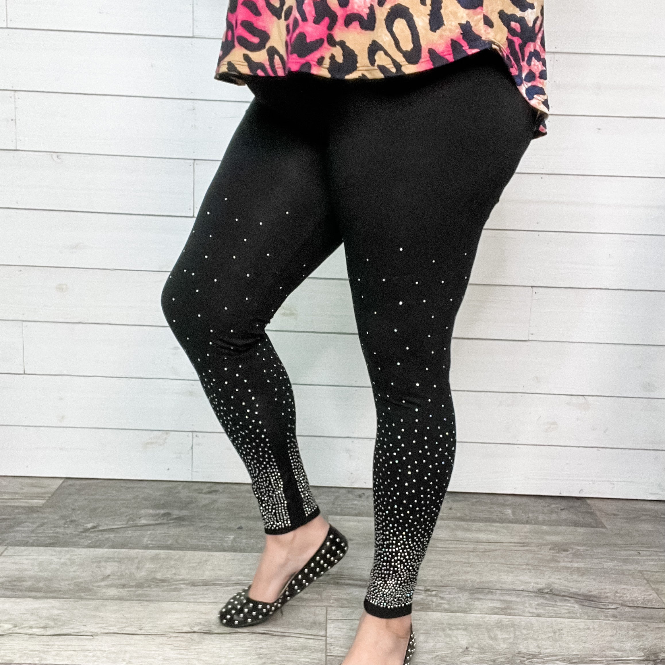 Vocal Apparel "Dipped in Sparkle" Embellished Leggings-Lola Monroe Boutique