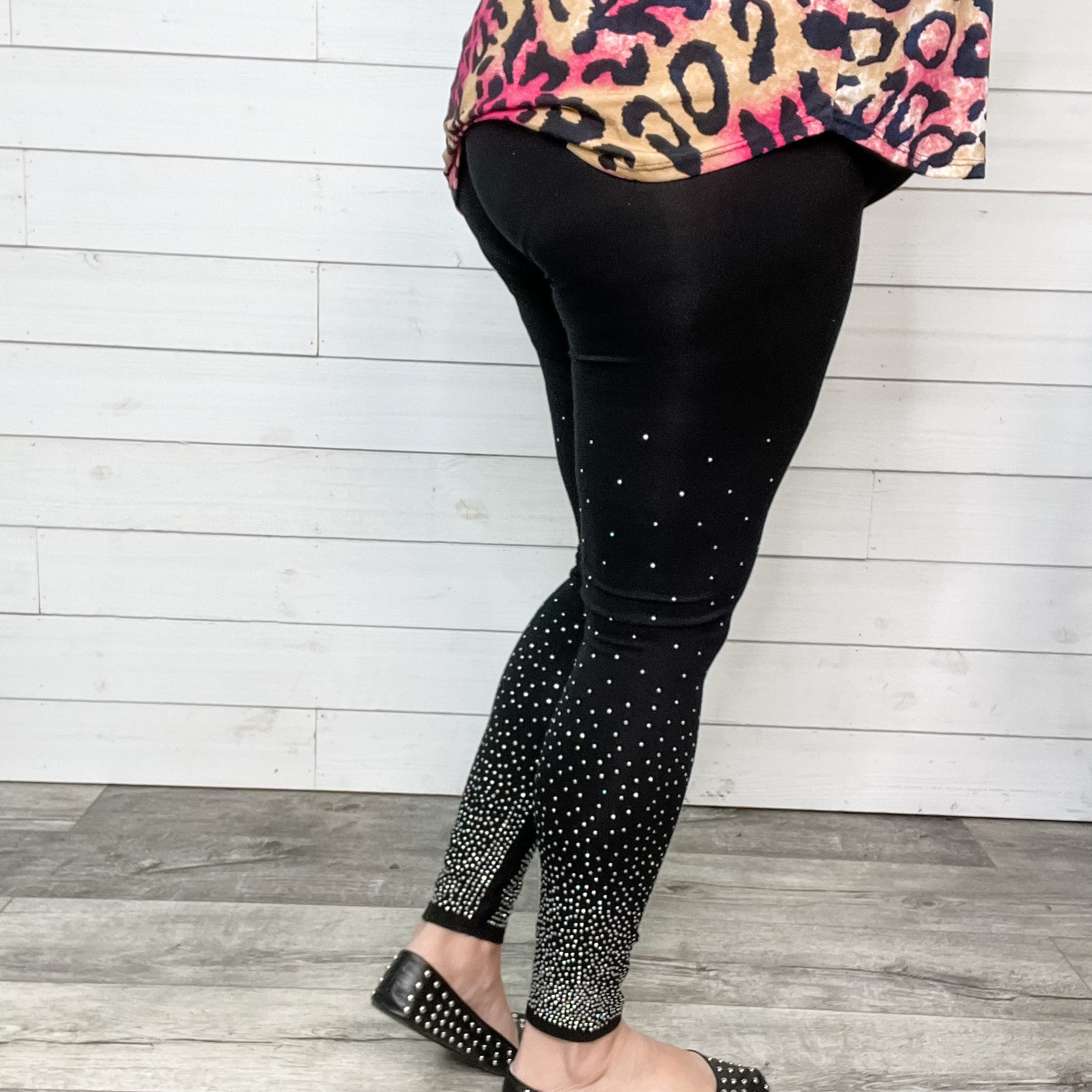 Vocal Apparel "Dipped in Sparkle" Embellished Leggings-Lola Monroe Boutique