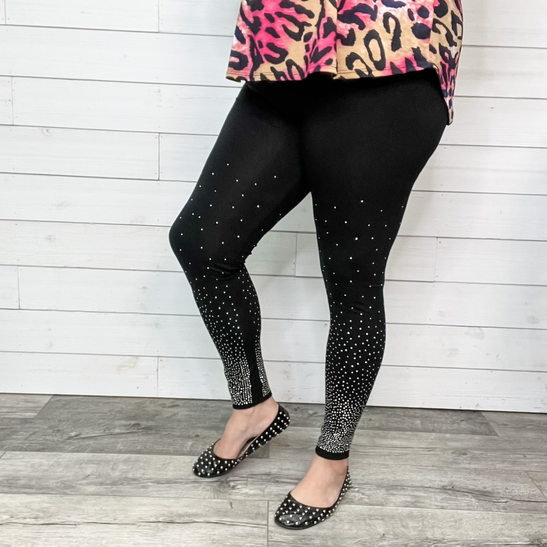 Vocal Apparel "Dipped in Sparkle" Embellished Leggings-Lola Monroe Boutique