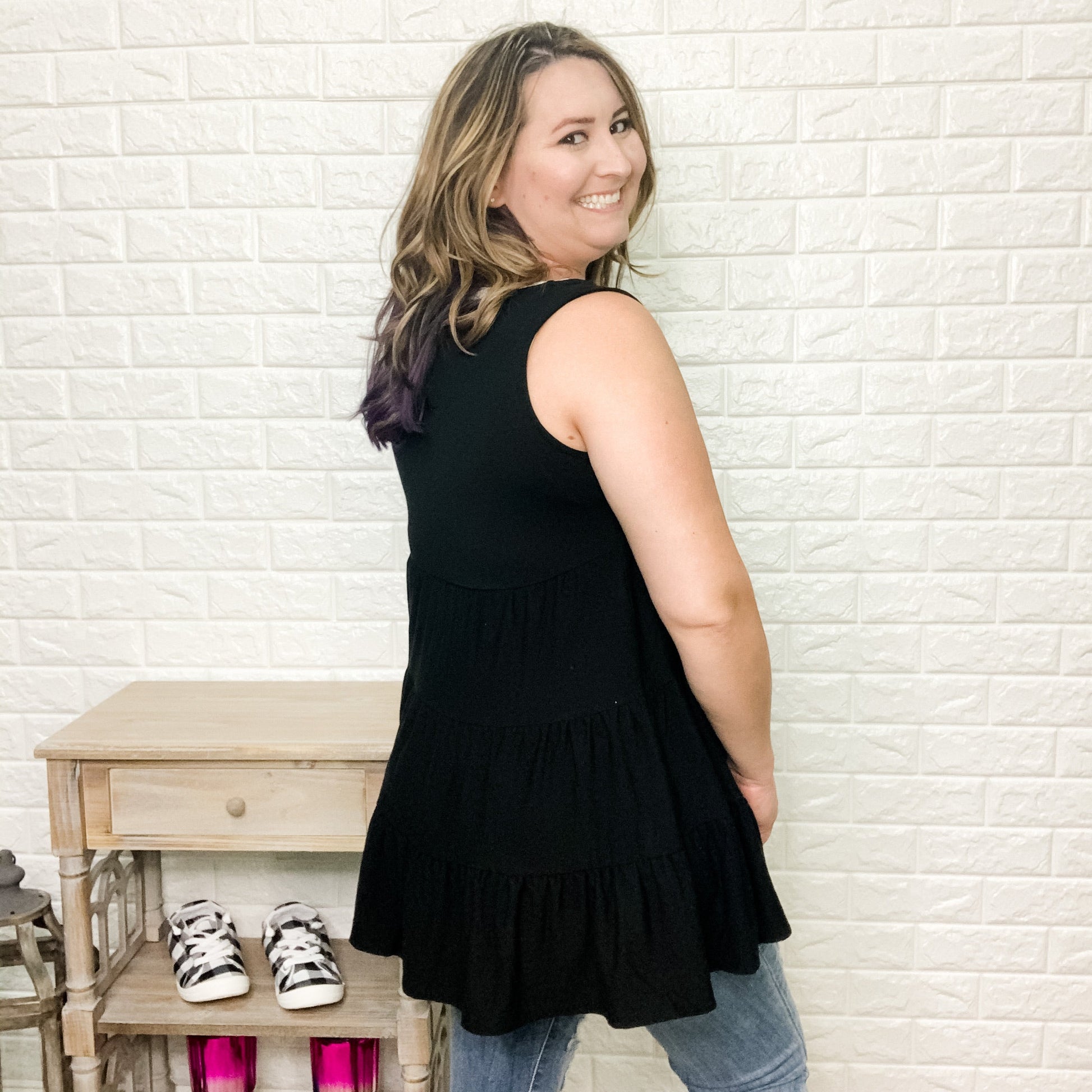 Waterfall Ruffle Babydoll Tank (Multiple Colors)