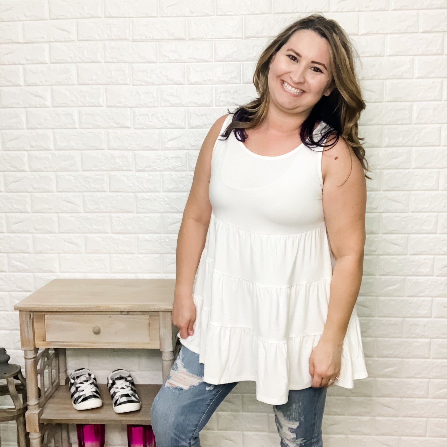 Waterfall Ruffle Babydoll Tank (Multiple Colors)
