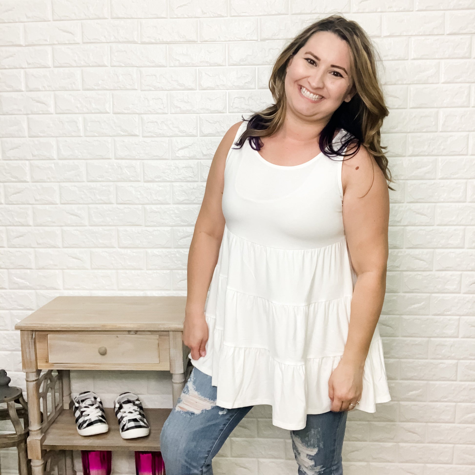 Waterfall Ruffle Babydoll Tank (Multiple Colors)