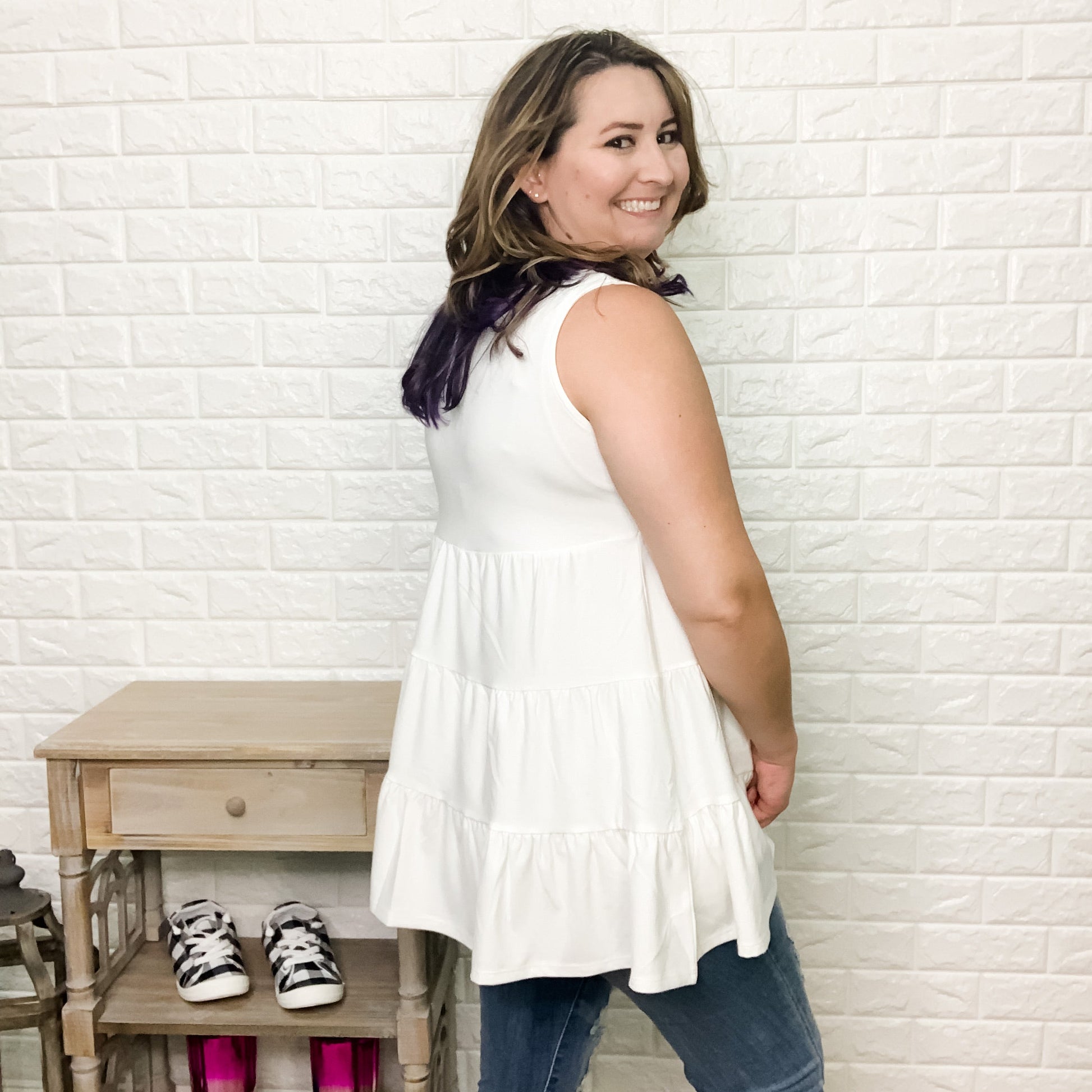 Waterfall Ruffle Babydoll Tank (Multiple Colors)