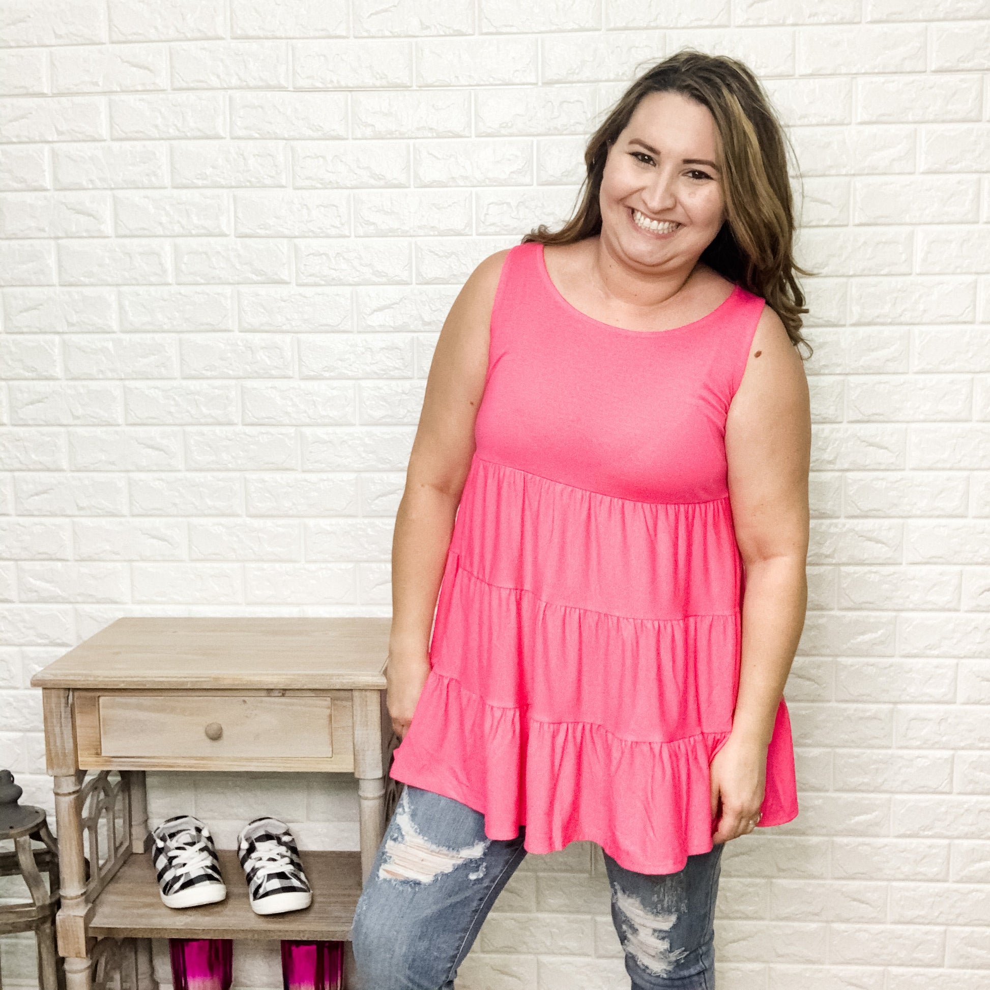 Waterfall Ruffle Babydoll Tank (Multiple Colors)