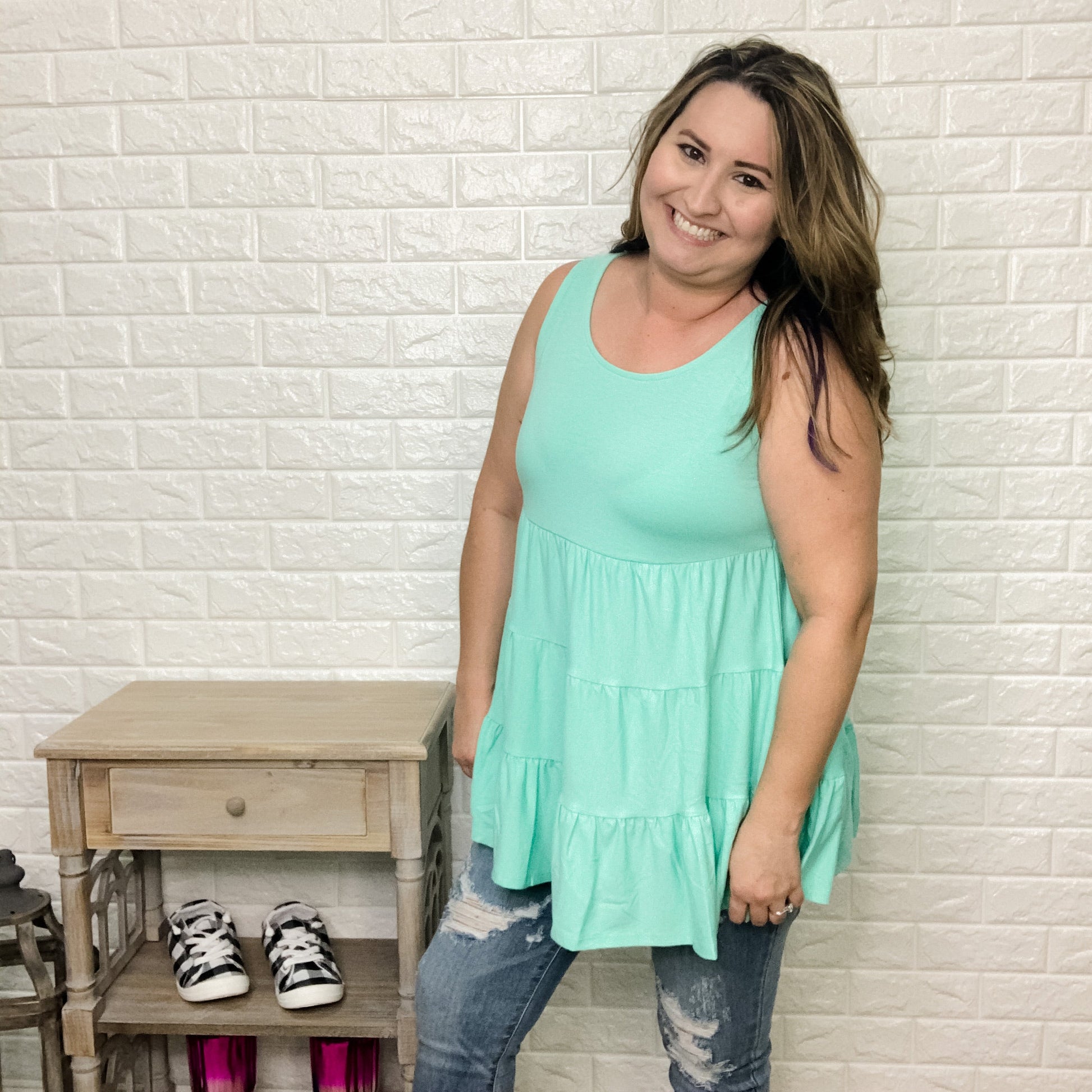 Waterfall Ruffle Babydoll Tank (Multiple Colors)