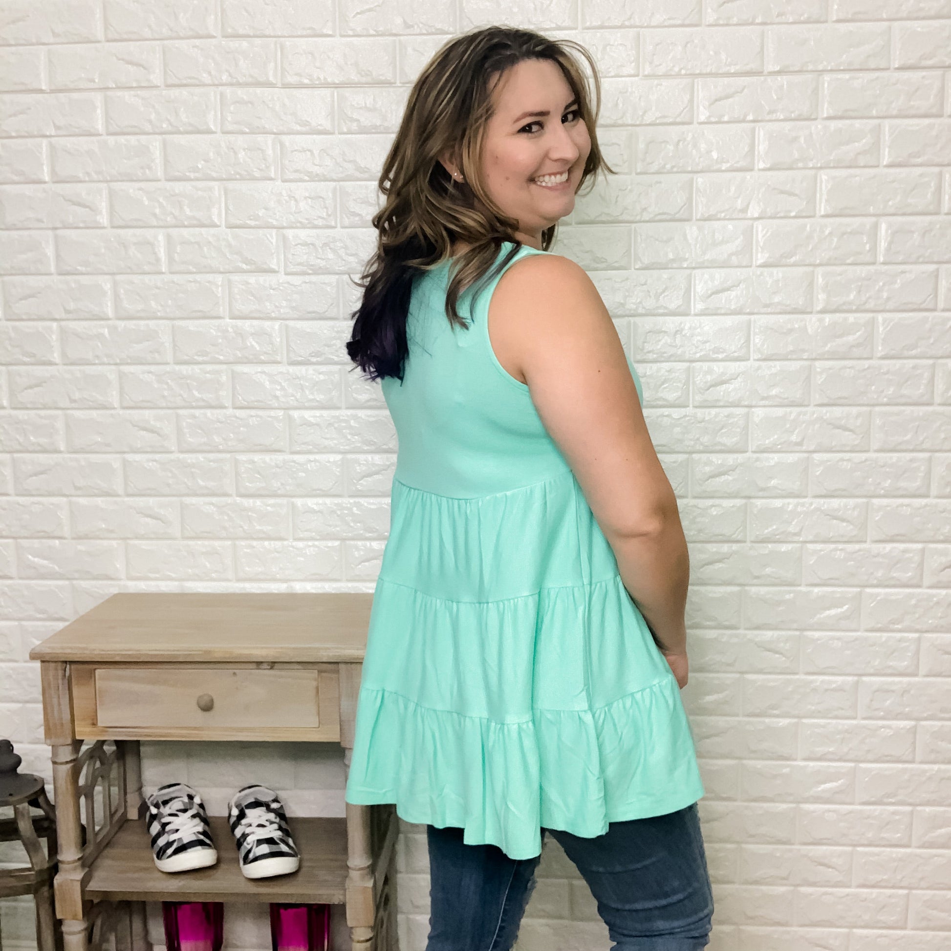 Waterfall Ruffle Babydoll Tank (Multiple Colors)