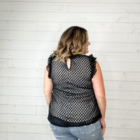 "Well Look At That" Sleeveless Ruffle Collar and Shoulder (Black)-Lola Monroe Boutique