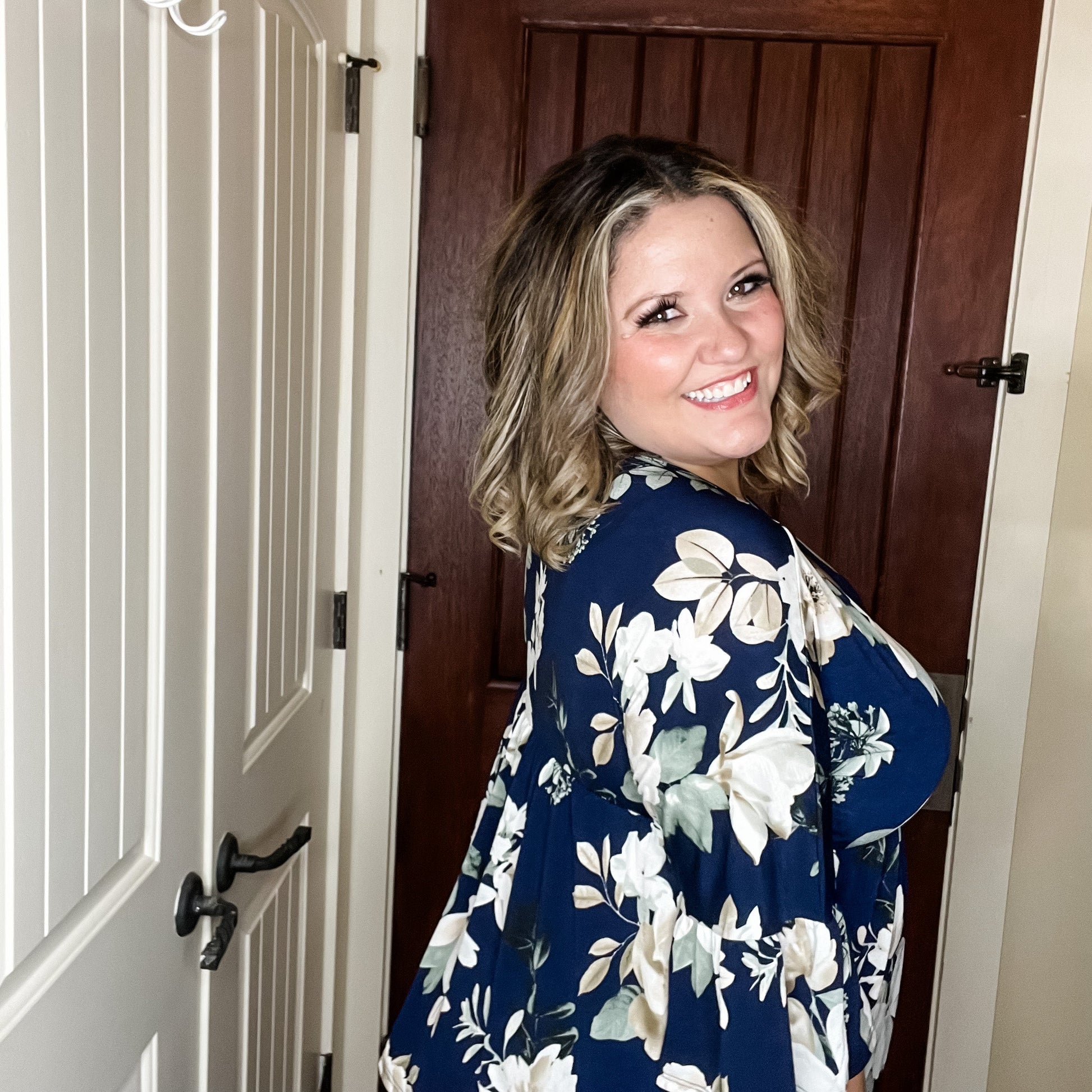 "Well Looky Here" Floral 3/4 Ruffle Sleeve Babydoll