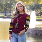 "Well Ok" Long Sleeve Animal Print with Stripe Accent-Lola Monroe Boutique