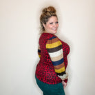 "Well Ok" Long Sleeve Animal Print with Stripe Accent-Lola Monroe Boutique