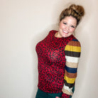 "Well Ok" Long Sleeve Animal Print with Stripe Accent-Lola Monroe Boutique