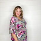 "Well Wishes" Floral V Neck 3/4 Bell Sleeve-Lola Monroe Boutique