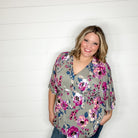 "Well Wishes" Floral V Neck 3/4 Bell Sleeve-Lola Monroe Boutique