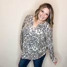 "Whiplash" Animal Print Long Sleeve Split Neck-Lola Monroe Boutique