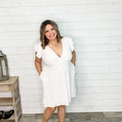 White Eyelet Dress with Pockets-Lola Monroe Boutique