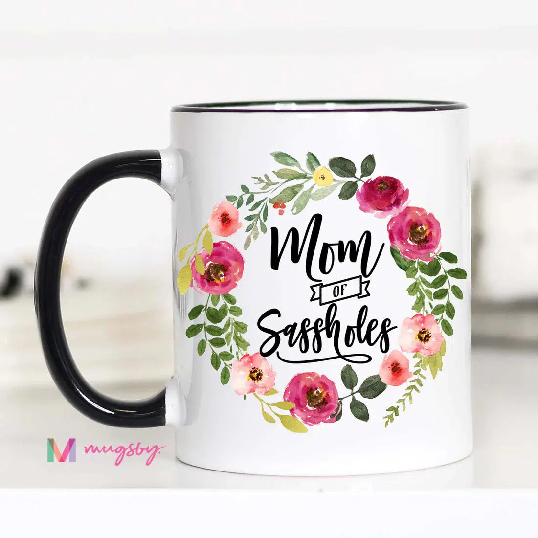 White Handle 15 Oz Sassy Coffee Mugs-Lola Monroe Boutique