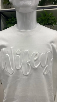 "Wifey" Embossed Crewneck Sweatshirt