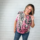 "Wild Child" Animal Print V Neck with Tie Detail-Lola Monroe Boutique