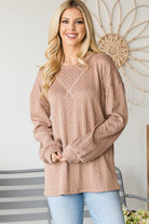 "Willa" Long Sleeve Thermal Look Sweater-Lola Monroe Boutique