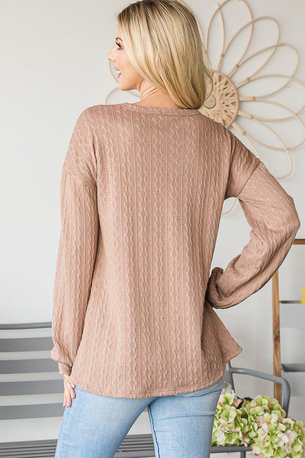 "Willa" Long Sleeve Thermal Look Sweater-Lola Monroe Boutique