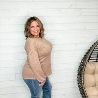 "Willa" Long Sleeve Thermal Look Sweater-Lola Monroe Boutique