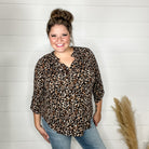 "Wind Blown" Animal Lizzy 3/4 Sleeve Split Neck-Lola Monroe Boutique