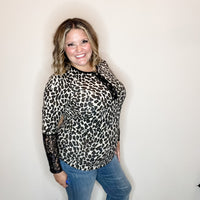 "Winfrey" Animal Print Long Sleeve with Lace Detail-Lola Monroe Boutique
