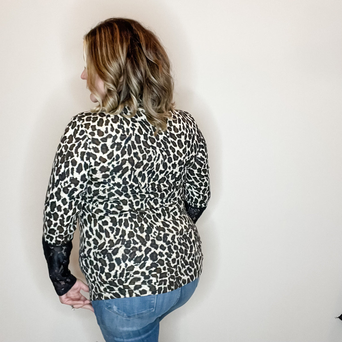 "Winfrey" Animal Print Long Sleeve with Lace Detail-Lola Monroe Boutique
