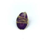 Wire Wrapped Gilded Agate Adjustable Rings (Multiple Colors)-Lola Monroe Boutique