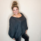 "Wispy" Long Sleeve Oversized Boat Neck Top-Lola Monroe Boutique