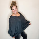 "Wispy" Long Sleeve Oversized Boat Neck Top-Lola Monroe Boutique