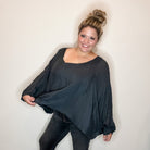 "Wispy" Long Sleeve Oversized Boat Neck Top-Lola Monroe Boutique