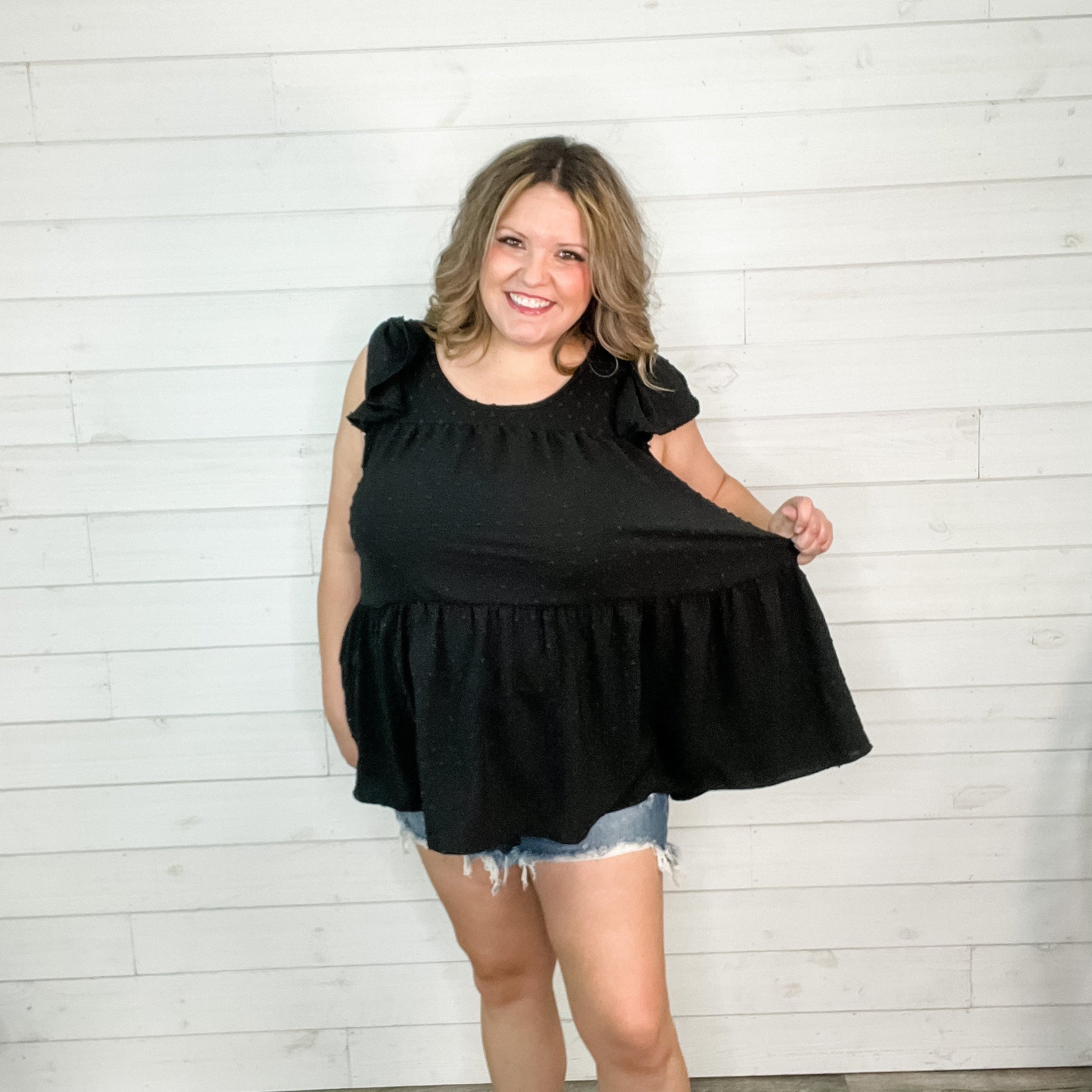 "With Regards" Cap Ruffle Sleeve Babydoll